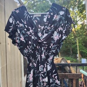 Floral Black Blouse by